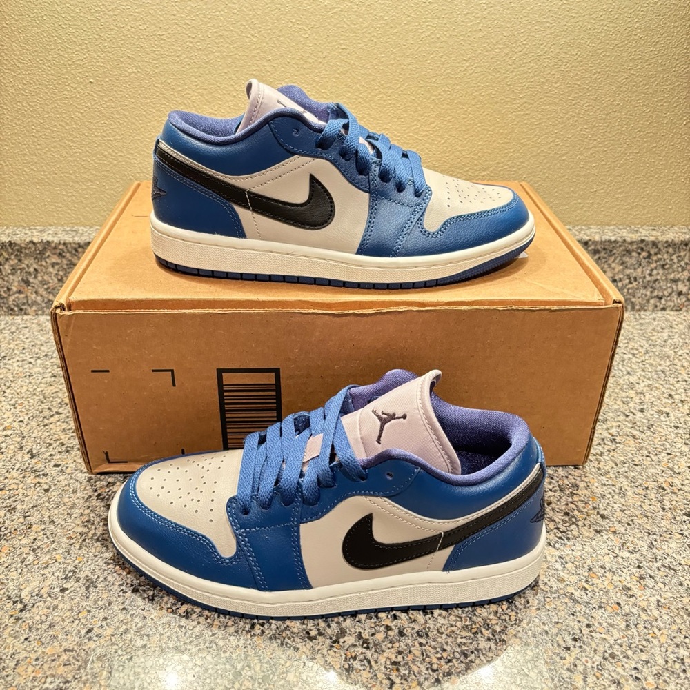 Nike Air Jordan 1 Low Shoes French Blue Black Grey DC0774-402 Womens Size 6✅